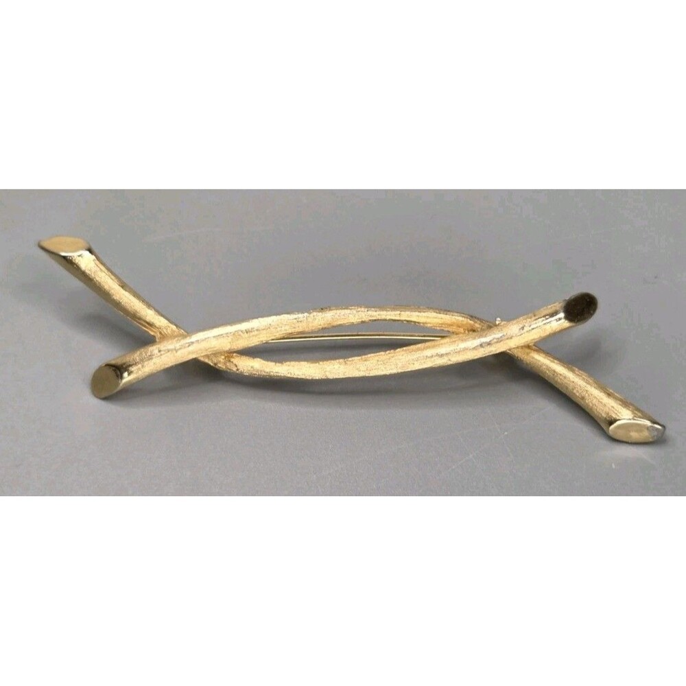 Judy Lee Twig Brooch Pin Brushed Gold Tone Signed Classic Statement